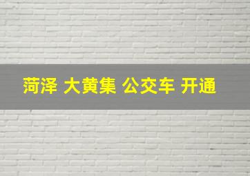 菏泽 大黄集 公交车 开通